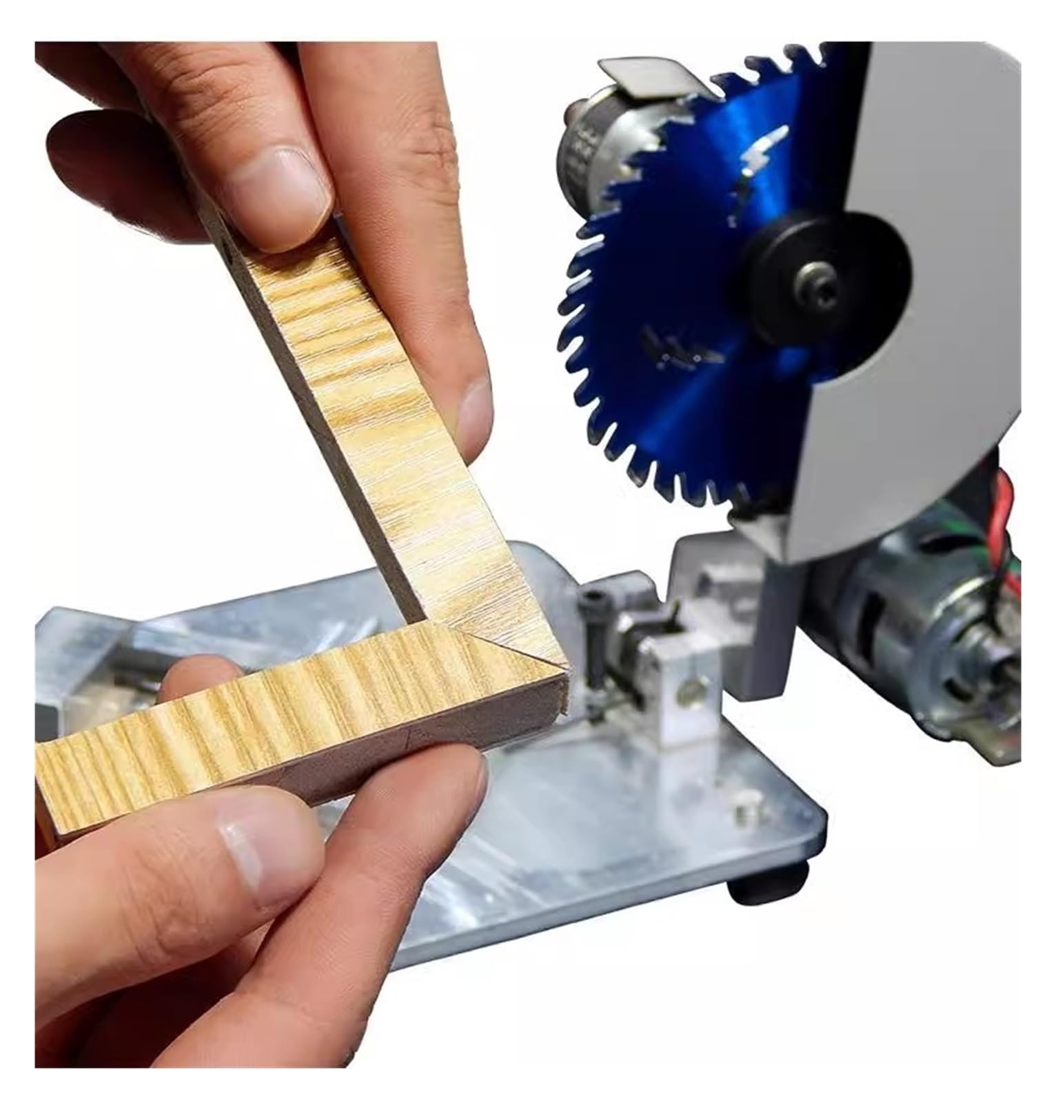 Minimáquina cortadora de alta potencia, Mini escritorio, 45 grados, carpintería doméstica, cortadora de aleación de aluminio acrílico de alta precisión(Without saw blade)