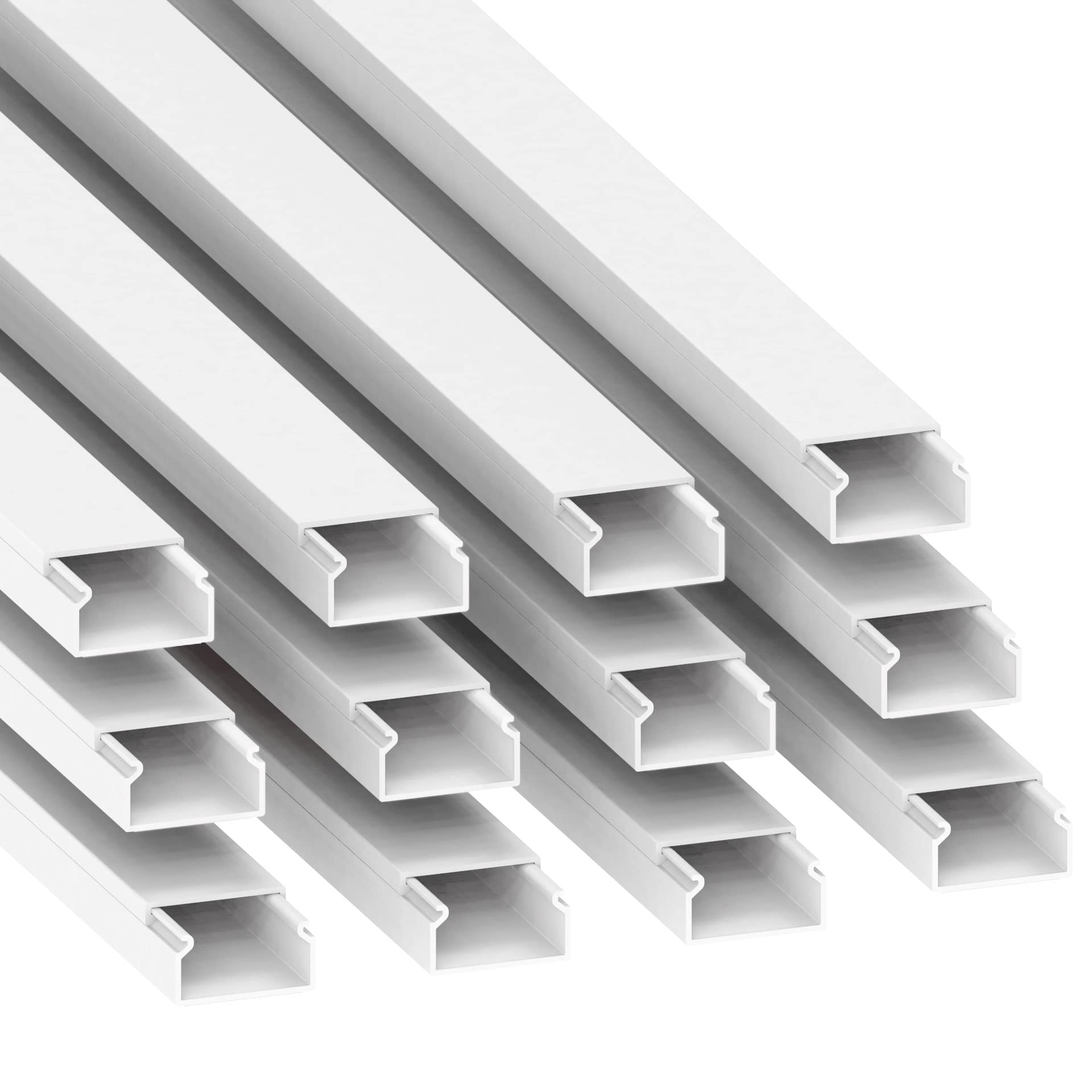 Cablecoach Habengut Goulotte de câbles (autocollante) 20x10 mm en PVC, Couleur : Blanc, Longueur 12 m (12 pièces à 1 mètre)