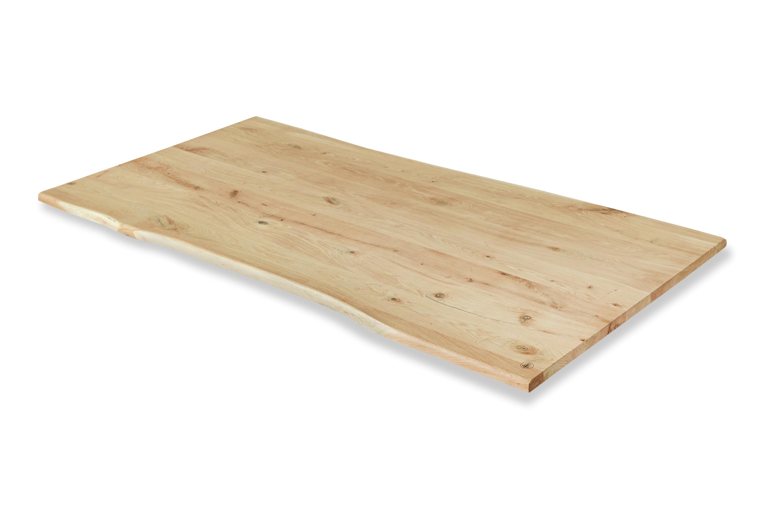 Tischplatte Schreibtischplatte 140 x 80 cm - 100% Massivholz Eiche rustikal - original Baumkante - Naturbelassen