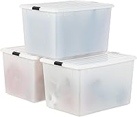 Vista 11 de IRIS USA 94 Qt - Contenedores de almacenamiento de plástico apilables con tapas, paquete de 4 - Libre de BPA, fabricado en EE. UU. - Solución