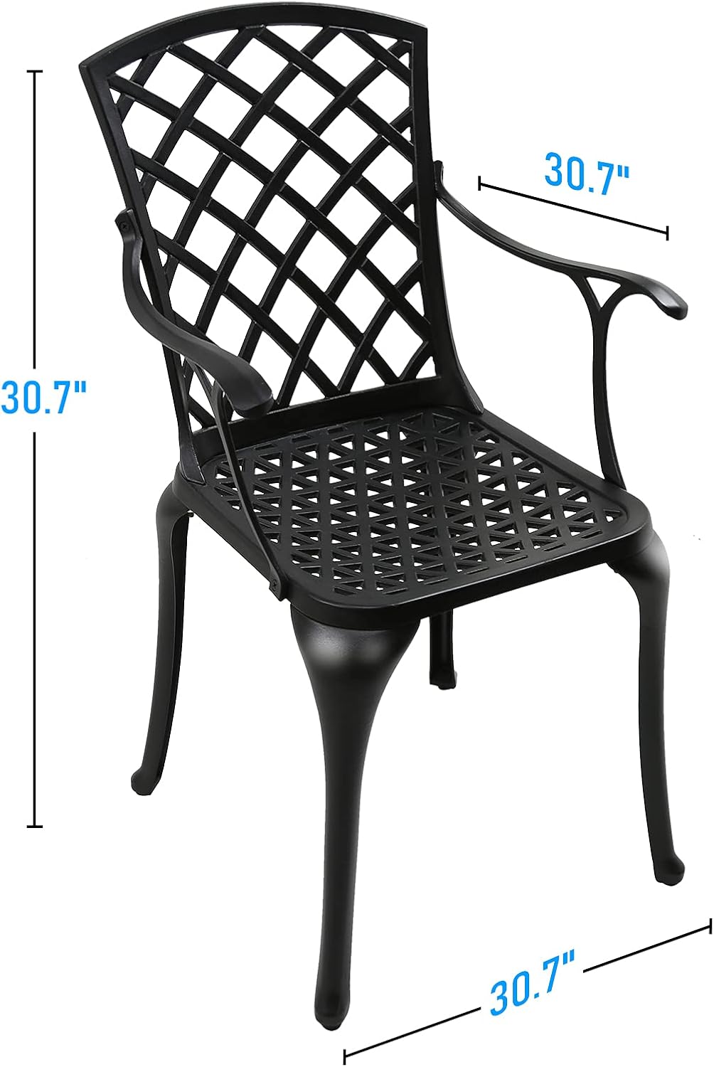 SURFLINE Outdoor Dining Chairs, Outdoor Patio Dining Chairs, Cast Aluminum Chair Front Porch Furniture, Set of 2 Arm Chairs Bistro for Garden Restaurant Swimming Pool Seaside, Black : Patio, Lawn & Garden