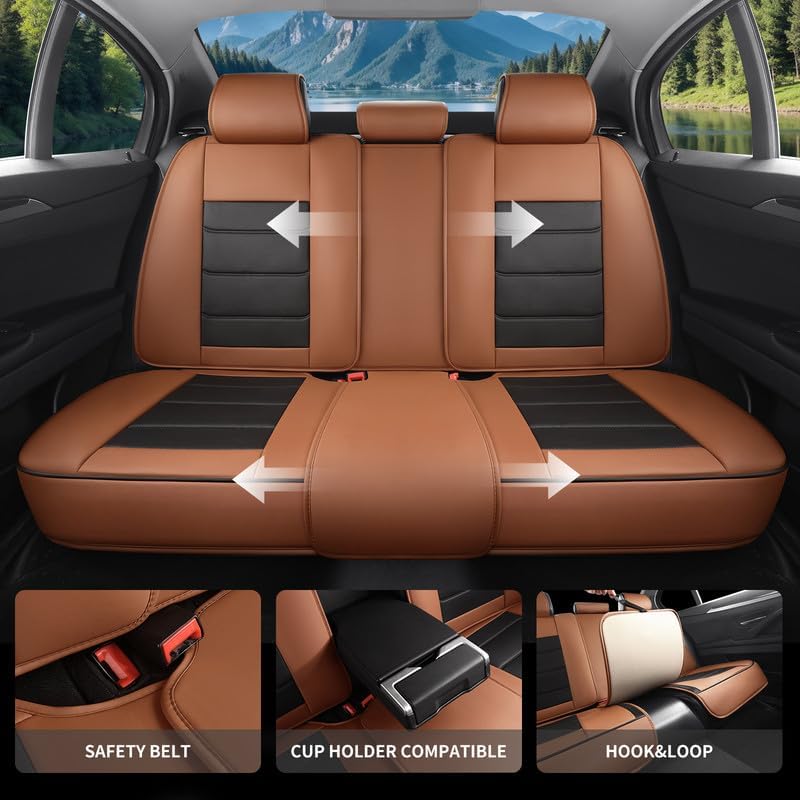 Car Seat Covers Full Set Custom Fit for Hyundai Santa Cruz 2022-2026 (Black&Brown,Full Set)