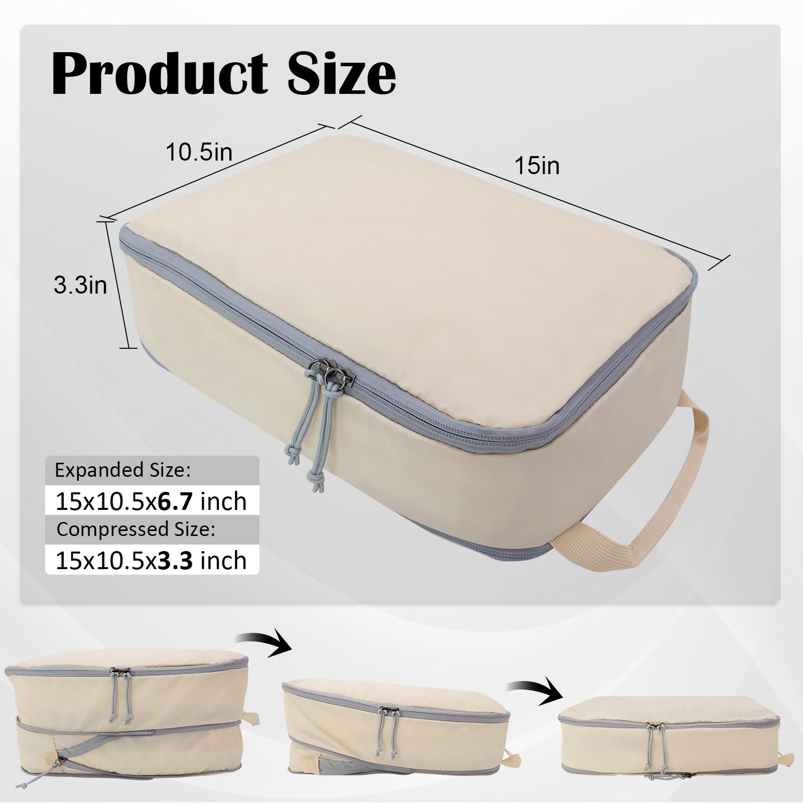 Juego de 2 cubos de compresión extra grandes para viajes, juego de 2 bolsas de compresión, cubos de viaje para maleta, organizador de maleta, accesorios de viaje, bolsas organizadoras de equipaje,