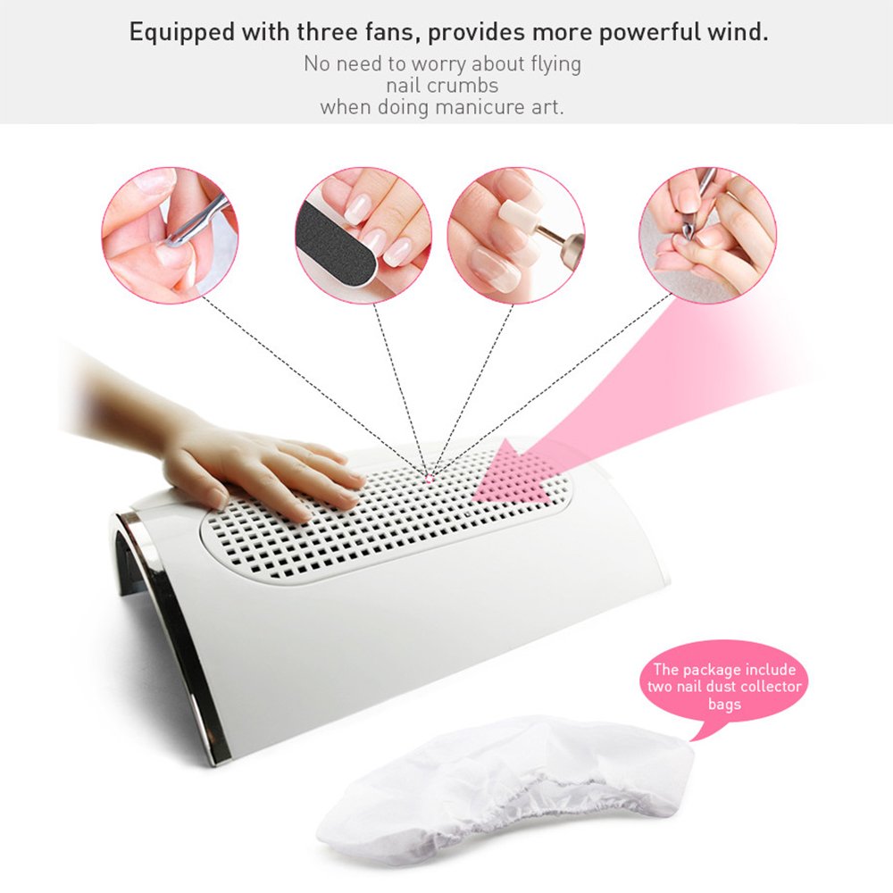 Aspiratore Unghie da Tavolo, leggero, 3 Ventole Professionale da Estetista 36w
