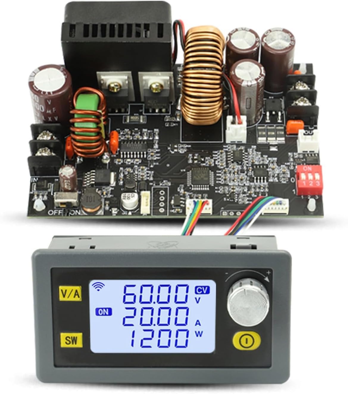 Adjustable DC Power Supply 0-60V 20A, CC Regulated Step Down Module, 1200W CNC Controller with LCD Display, Protocol, for DIY Solar Charging,