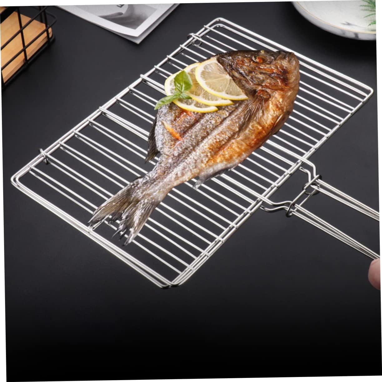 Happyyami 4pcs Grilled Fish Rack Barbecue Net Clip Hibachi Grill Shrimp Grill Baskets Grill Mats for Outdoor Grill Barbeque Grill Gas Grill Bbq Tool Heavy Barbecue Mat Stainless Steel Man