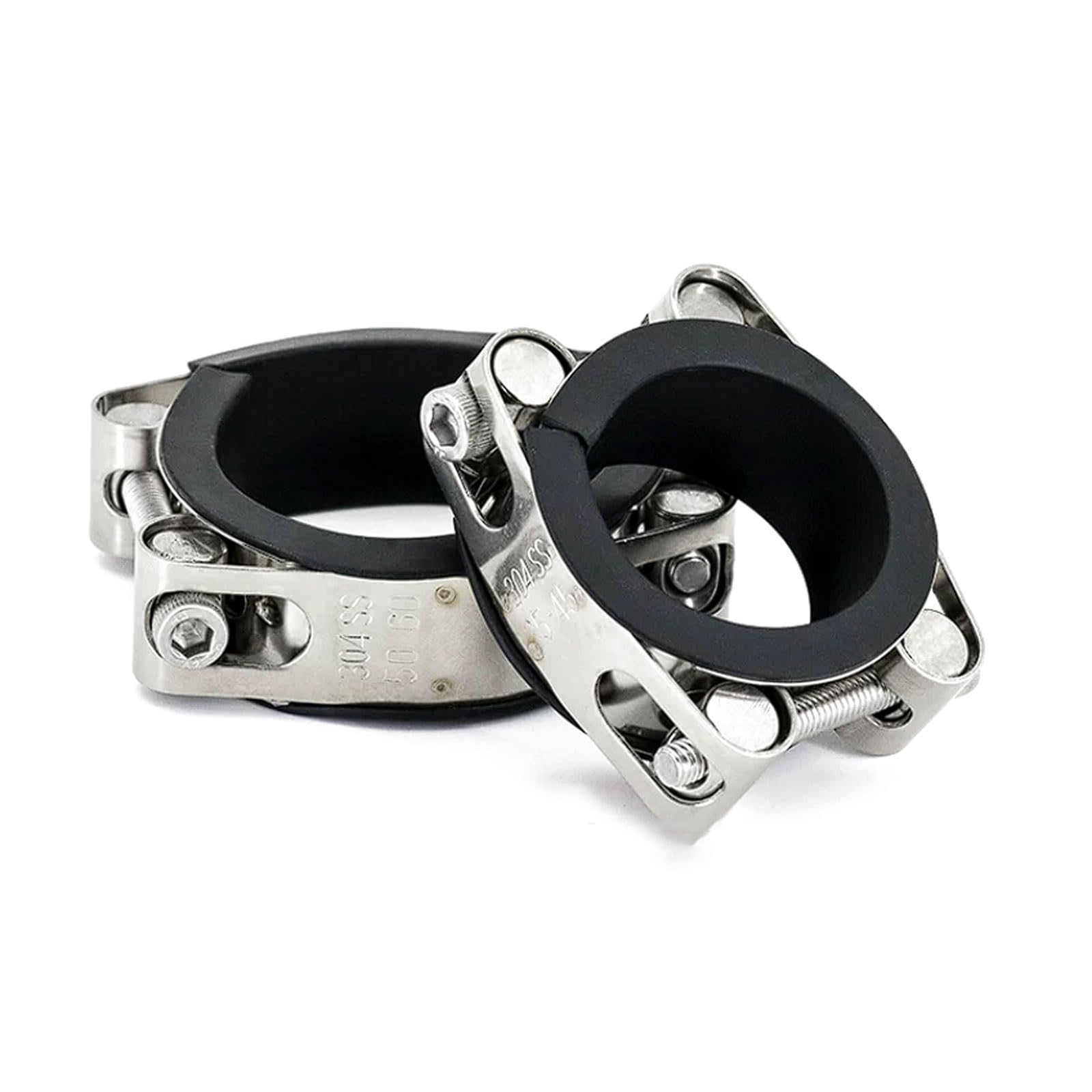 Esmen Uae One Color 316 Stainless Steel High-Strength Pipe Clamp With Rubber Strip, 2 Sets Double-Headed Double-Layer Thickened European Style Tube Fittings(45-55Mm)