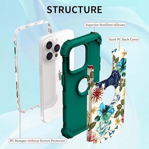 Miniatura 5 de Hocase Funda para iPhone 15 Pro Max de 6.7 pulgadas de 2023, resistente, a prueba de golpes, protección híbrida plástico duro+parachoques de suave