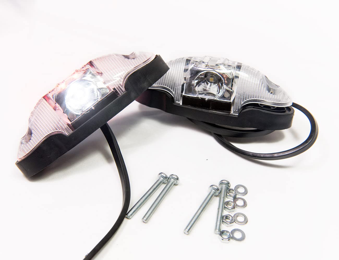 2 x luci di ingombro a LED luce di posizione luce di posizione 12-24 V, 3 colori: bianco, rosso, arancione per camion, rimorchi, roulotte