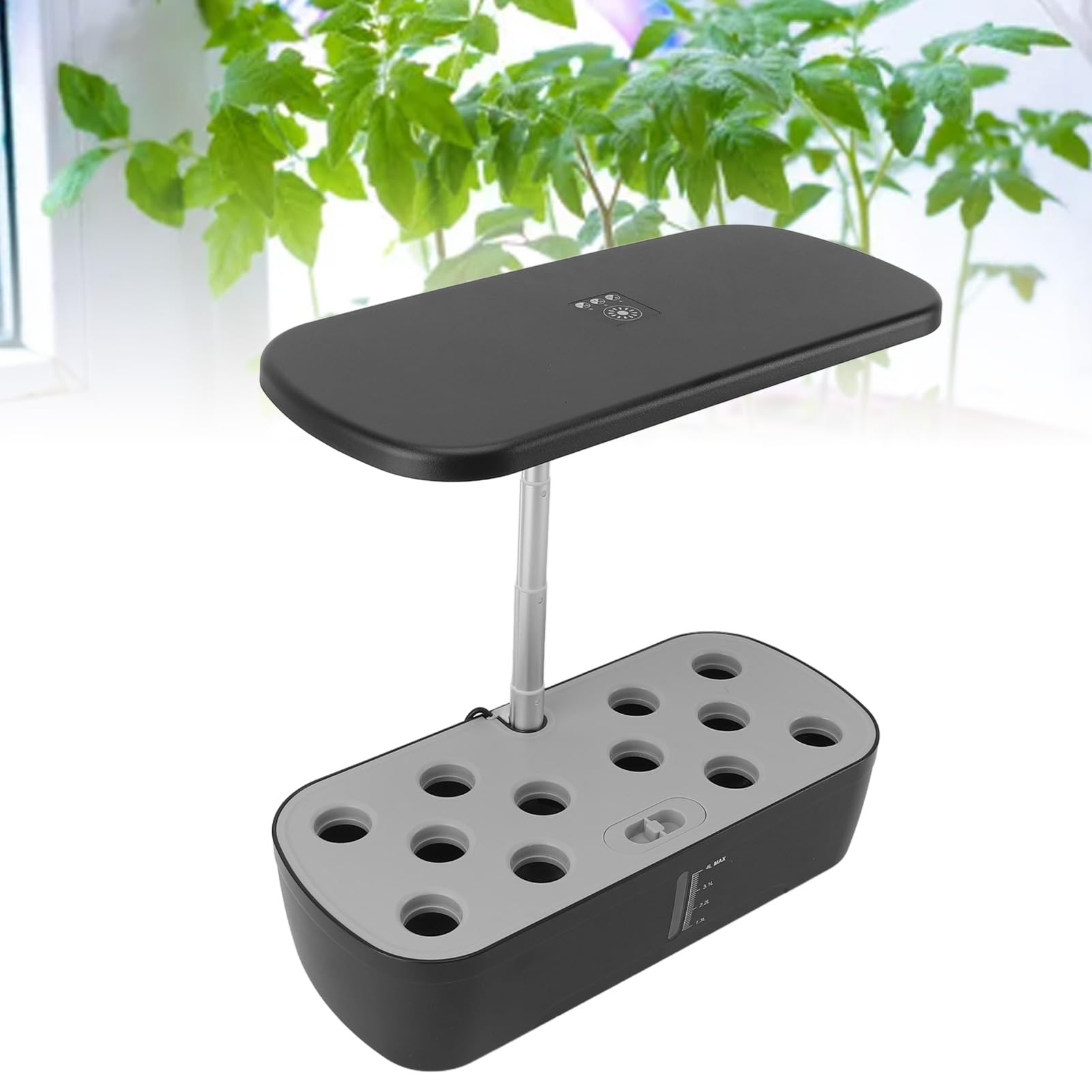 Système de Culture Hydroponique à 12 Dosettes, Kit de Jardin D'herbes Aromatiques Intelligent avec Lumière LED, Jardin Intérieur, Contrôle Automatique de l'eau, Jardinière (Black)
