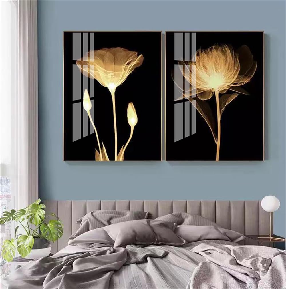 Wuhbcz Multicolored Pictures,Abstract Flowers Plants Modern Minimalist Poster Picture Sofa Background Wall Decoration Living Room Bedroom Corridor Canvas Painting-40 * 60Cm*2Pcs (No Frame)