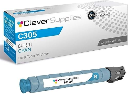 Clever Supplies CS - Cartucho de tóner compatible para Ricoh C305 841591 Cian Color Laser Aficio MP C305 Aficio MP C305SPF Cian