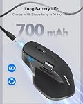 TECKNET Wireless Mouse, Bluetooth Mouse (BT5.3/5.0 & 2.4G) Rechargeable 4800 DPI Ergonomic Optical Mouse with 6 Adjustable, Quiet Clicks, USB A Receiver, 7 Buttons, Wide Compatibility - Grey