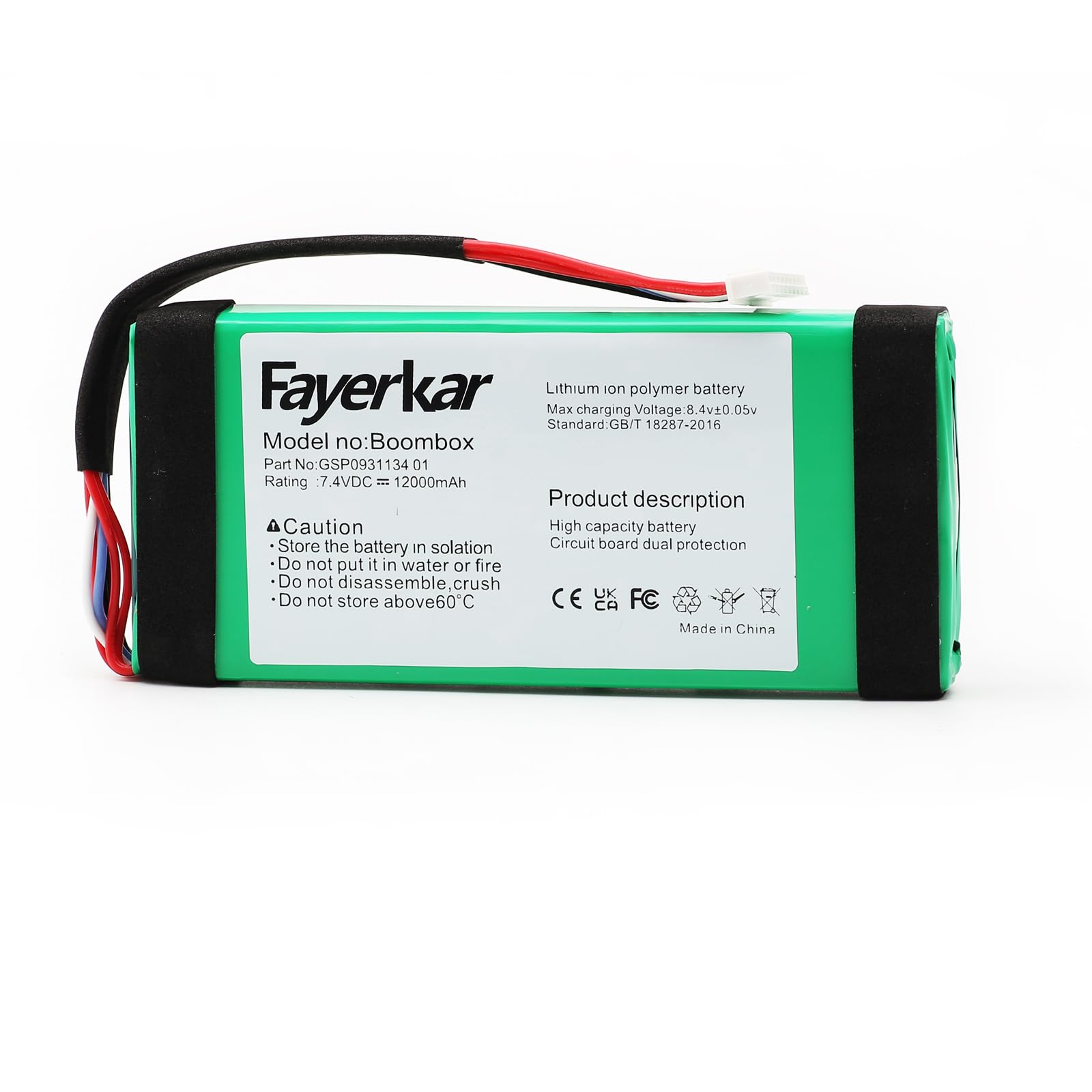 Batería adecuada para JBL Bluetooth Audio, Boombox, batería God of War 1, GSP0931134 01 (7,4 V, 12000 mAh)