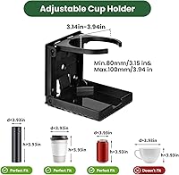 Vista 2 de 2 piezas de portavasos plegables ajustables, soporte de pared para auto con tornillos, para botellas de agua, bebidas y café, compatible