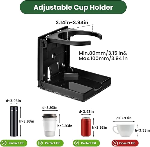 Miniatura 2 de 2 portavasos plegables ajustables, soporte para botella de café con tornillos, se adapta a la mayoría de tamaños de tazas, botellas, para camión,