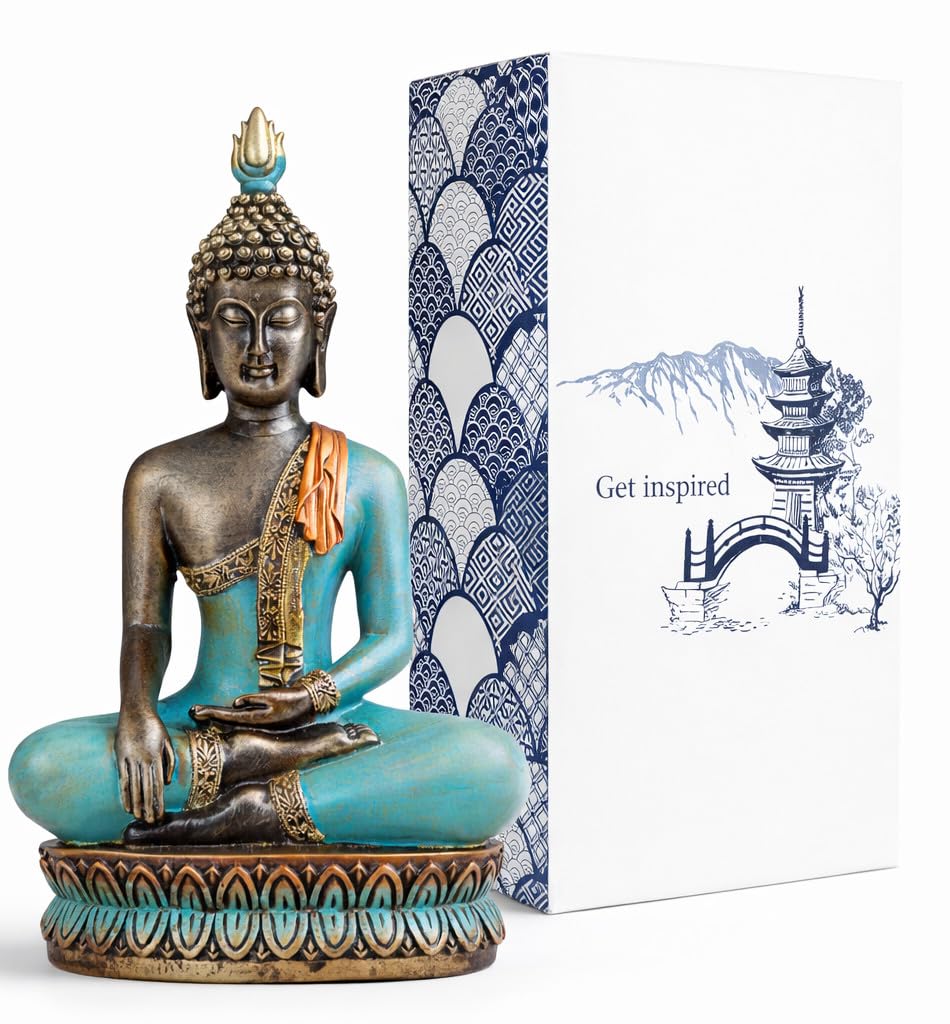 Buddha Statues for Home. 12.5" Buddha Statue (The Moment of Enlightenment). Collectibles and Figurines, Meditation Decor, Spiritual Living Room Decor, Yoga Zen room, Hindu and East Asian atmosphere