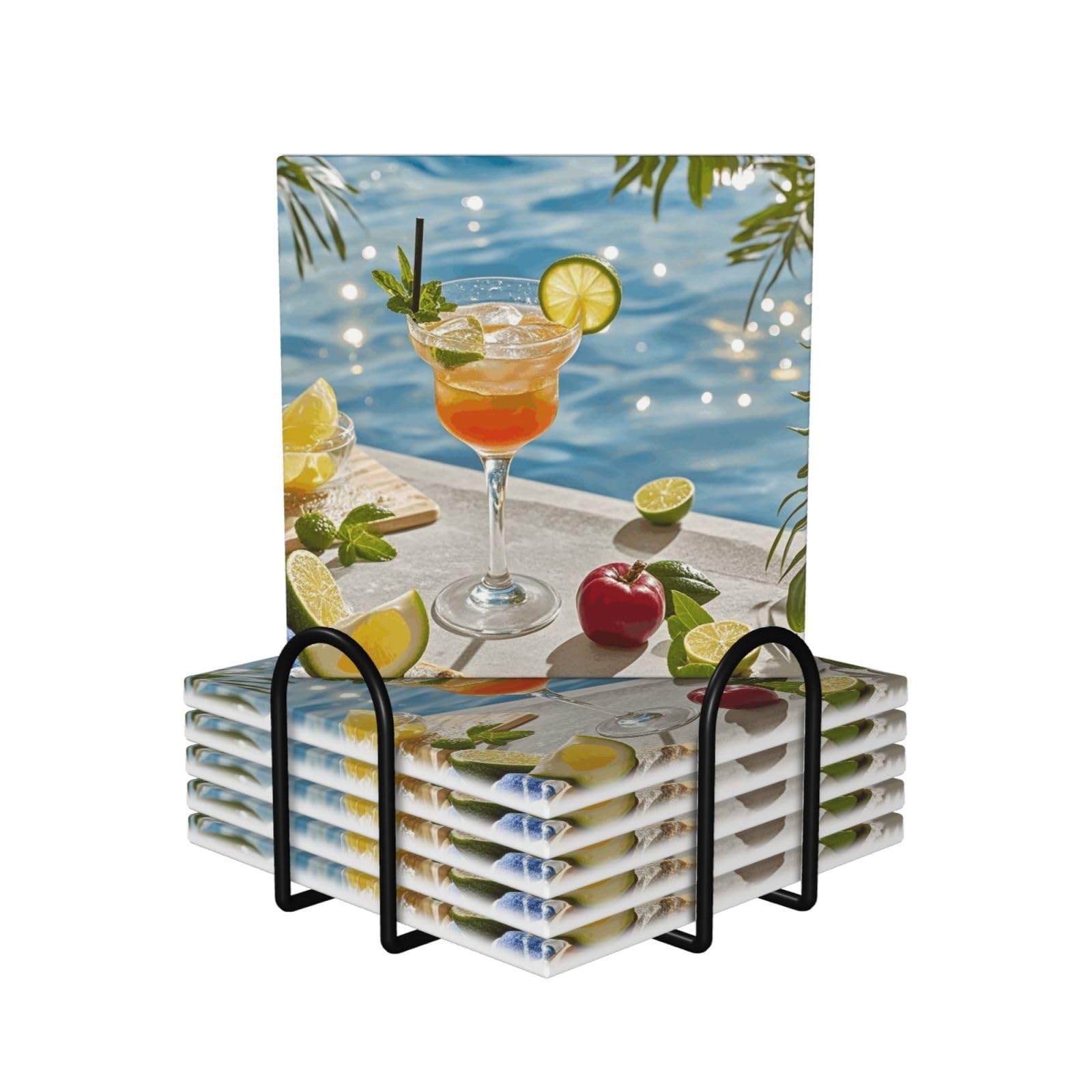 Sous-verres à cocktail céramique pour éviter les taches d'eau sur vos meubles