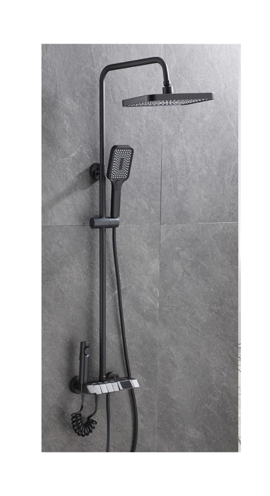 Ensemble de douche numérique LED à affichage de température mitigeur mural et tête pluie carrée