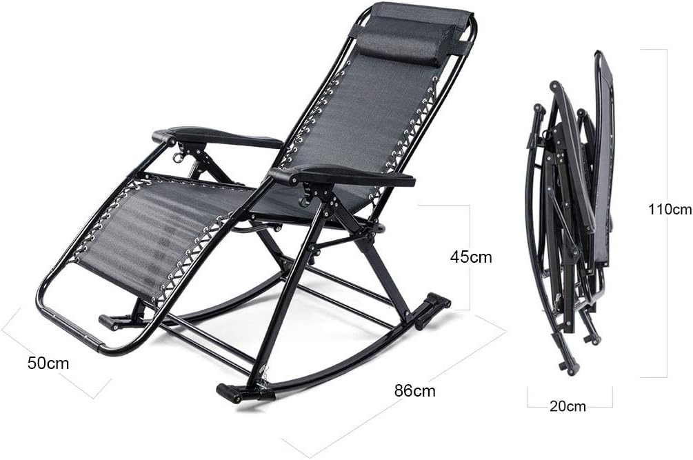 Folding Rocking Chair Sun Lounger Recliner Chairs Outdoor Adjustable Foldable Reclining Chair Rocker Zero-Gravity Chair for Outdoor Garden Beach Patio Camping Max.250kg - Wine Red