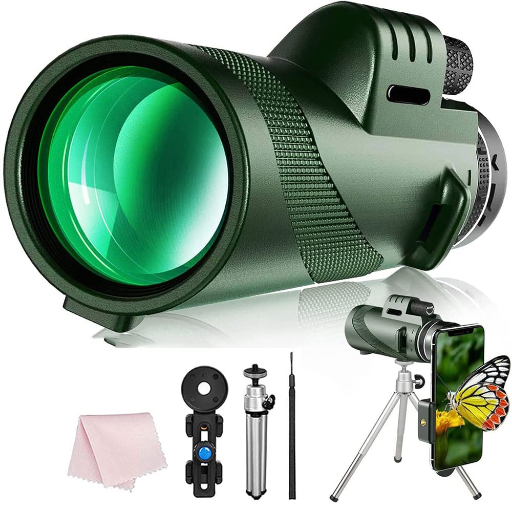 COOLBABY 50X60 Monocular Telescope, High Powered for Adults with BAK4 Prism & FMC Lens Stargazing Hunting Wildlife Bird Watching Travel Camping Hiking Smartphone Holder Tripod