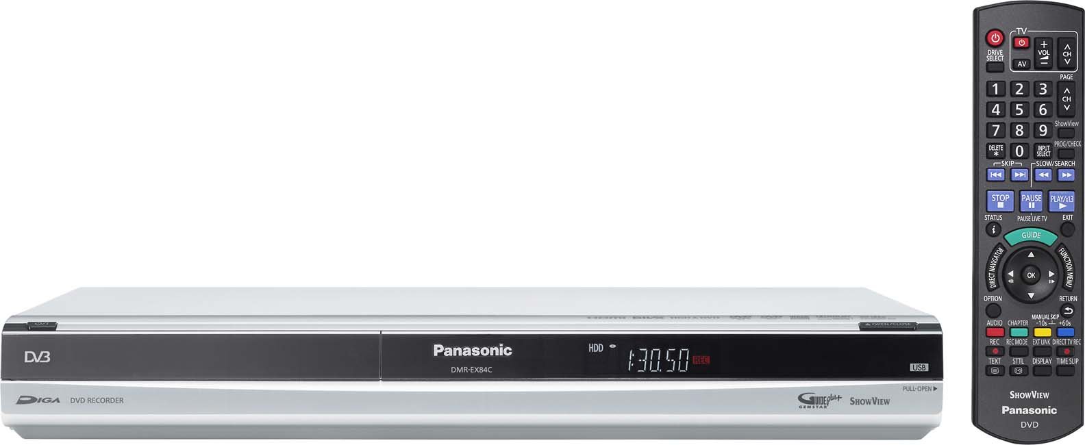Panasonic DMR-EX84C Enregistreur Argent - Lecteurs DVD (NTSC,PAL,PAL B,PAL G,PAL H,SECAM, 1920 x 1080 (HD 1080), 1080i,1080p,576i,576p,720p, 12-bit/108MHz, Dolby Digital,DTS, 24 bits/192 kHz)