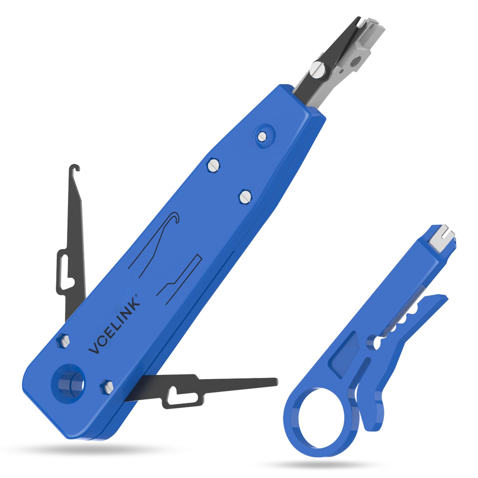 VCELINK Punch Down Attrezzo per Prese di Rete, Pinza Crimpatrice di Impatto con Tagliafili, Blu