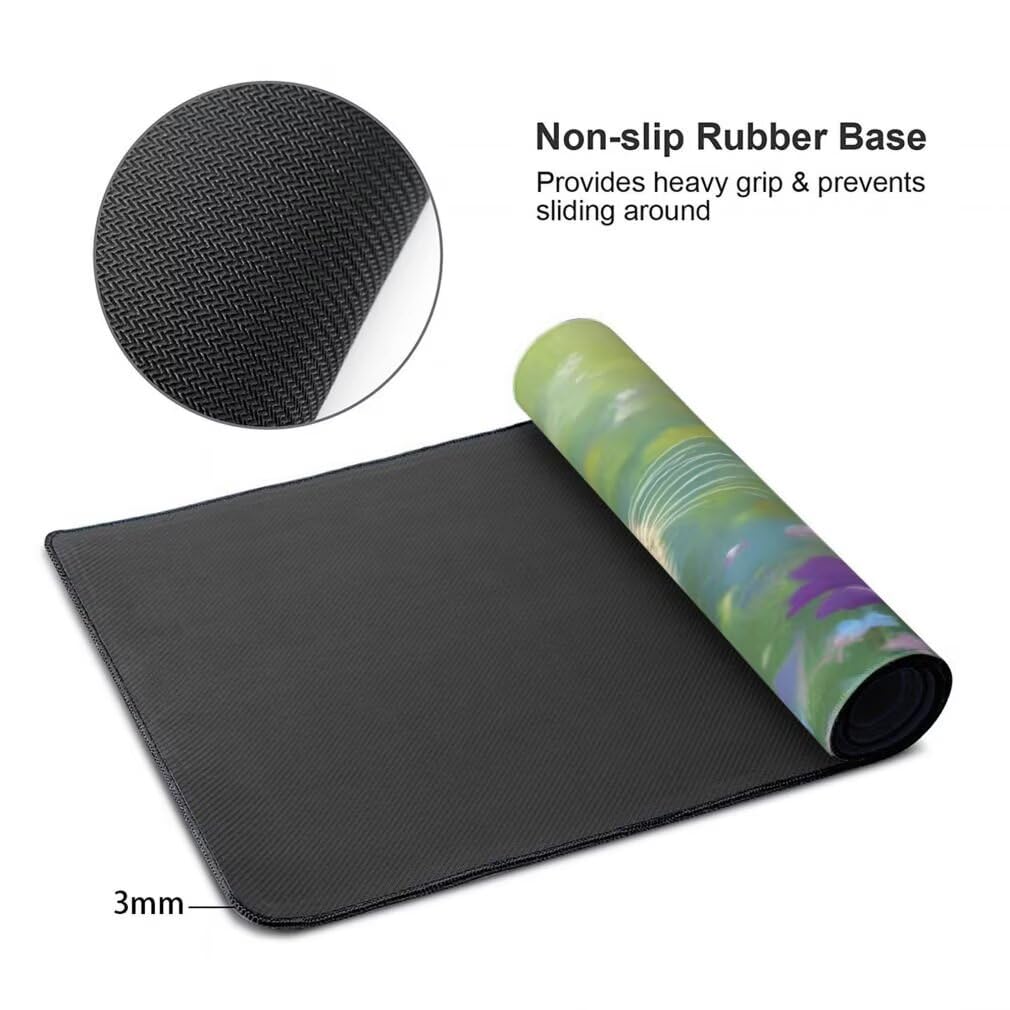 Tappetino Mouse XXL 1200x600mm Gatto Grande Mouse Pad, Tappetino Scrivania Grande Mousepad Gaming con Bordi Cuciti, Tappeto Scrivania con Base Antiscivolo per Giocatori, Ufficio e Casa (Fiori) -MP1528