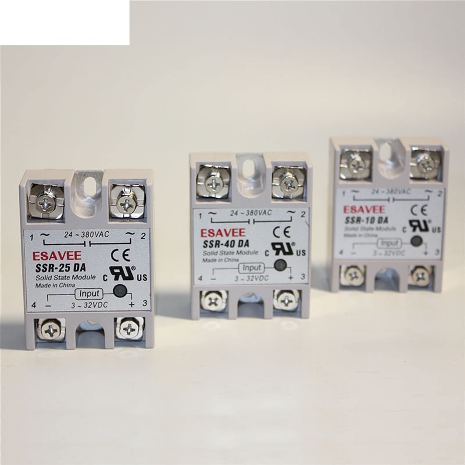 SSR -10DA/25DA/ 40DA Controllo CC AC Relè a Stato Solido monofase con Guscio Bianco Senza Copertura in plastica(Small Heat Sink)