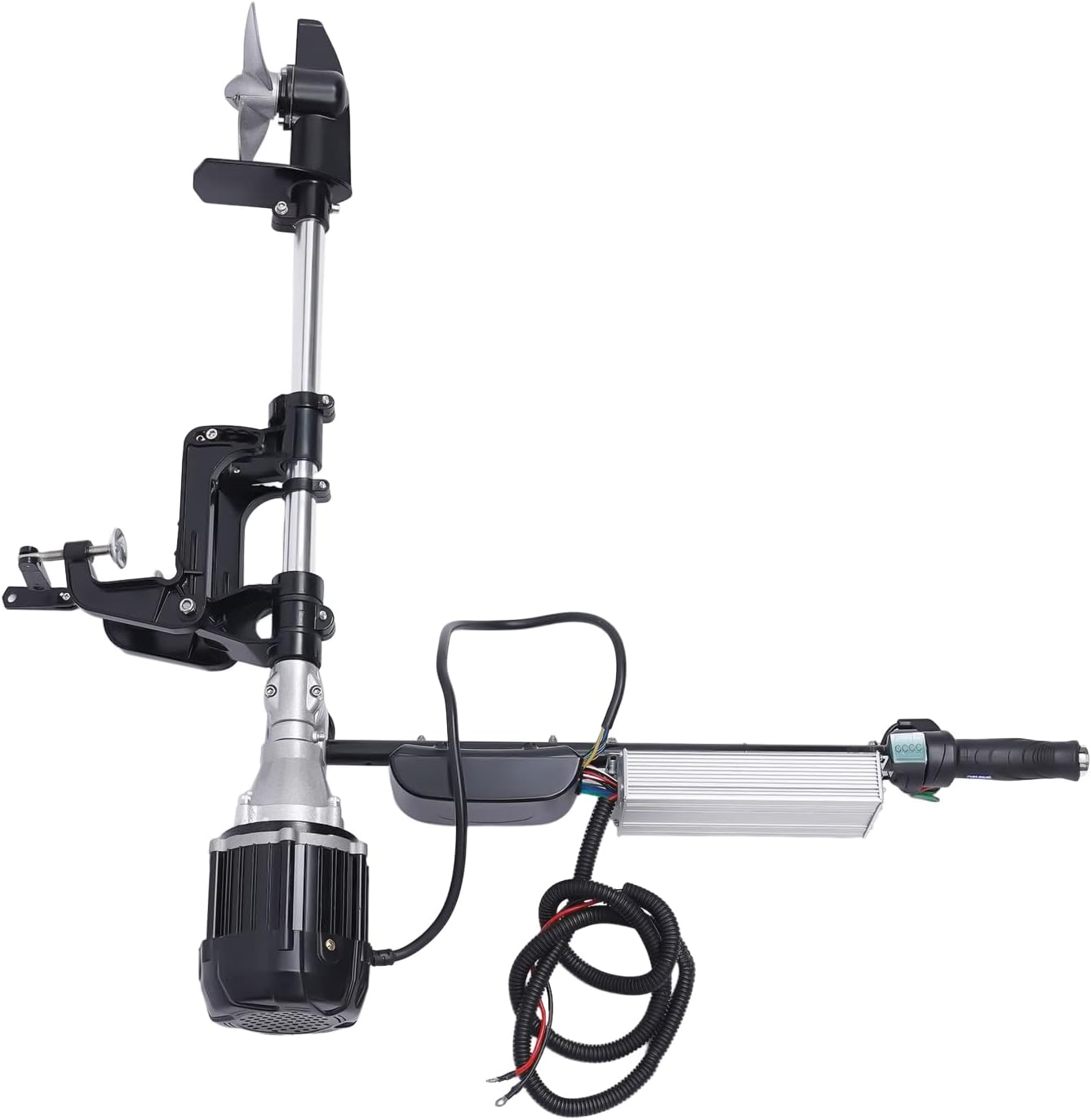 Outboard Boat Motor, 1000W 5HP Electric Outboard Motor Fishing Boat Trolling Engine 12km/h, 48V 4800RPM Strong Power Infinitely Variable Speed, 7.87-19.69in Adjustable Height Range