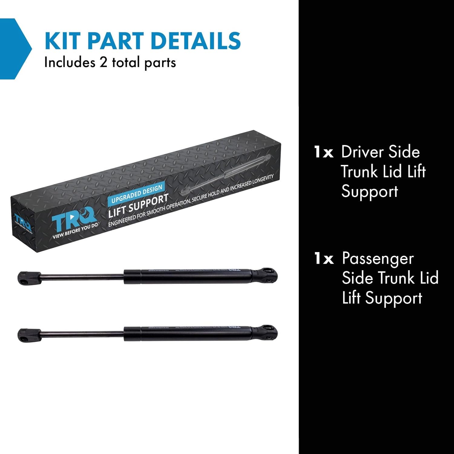 TRQ Trunk Lid Lift Support Shock Strut Set Compatible with 2012-2016 Lincoln MKS