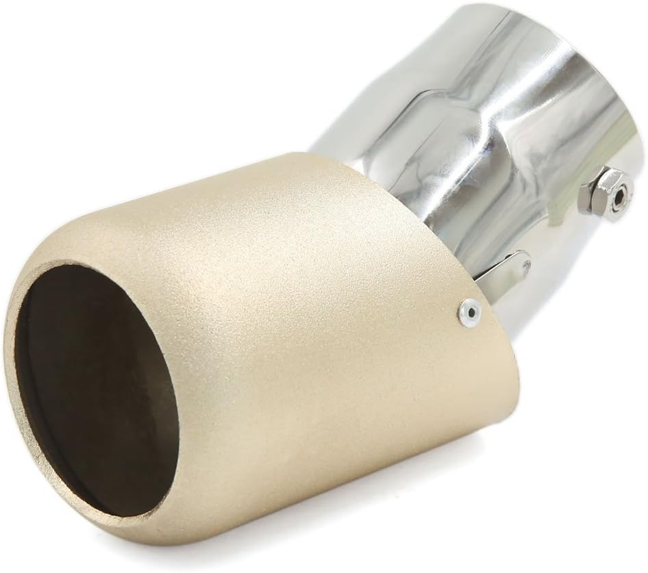 Qtqgoitem Gold Tone Dull Polish 65mm Inlet Bent Car Exhaust Pipe Muffler Tip (Model: b92 7ce edb 30a 072)