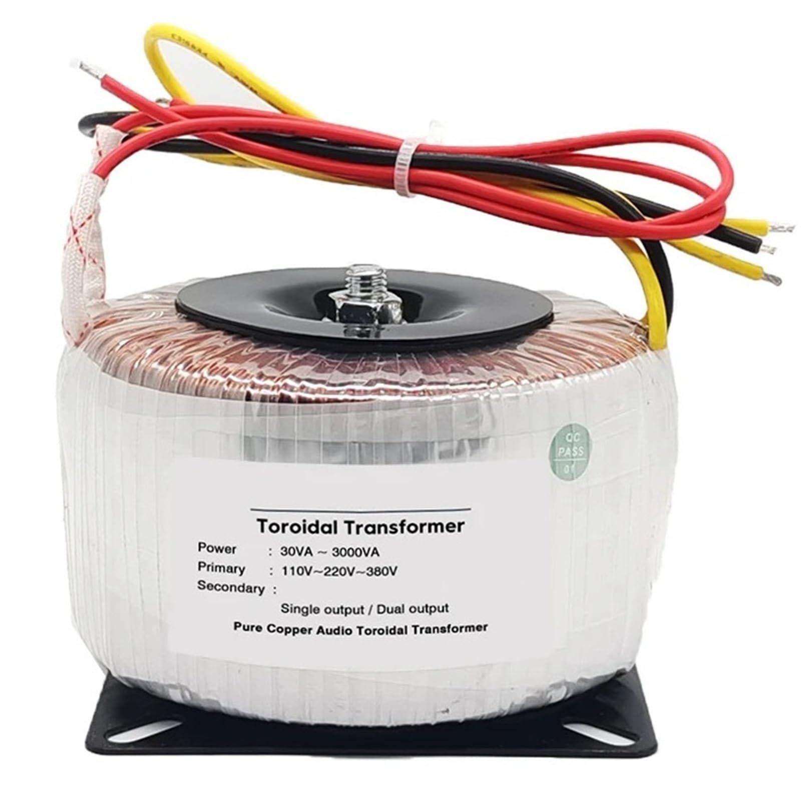 Transformador Toroidal de 50W, salida Dual, 3 cables, 9V-0-9V/12V-0-12V/24V-0-24V, entrada de amplificador de Audio, núcleo de anillo de 220V y 110V(Input 110V,110V-0-110V)