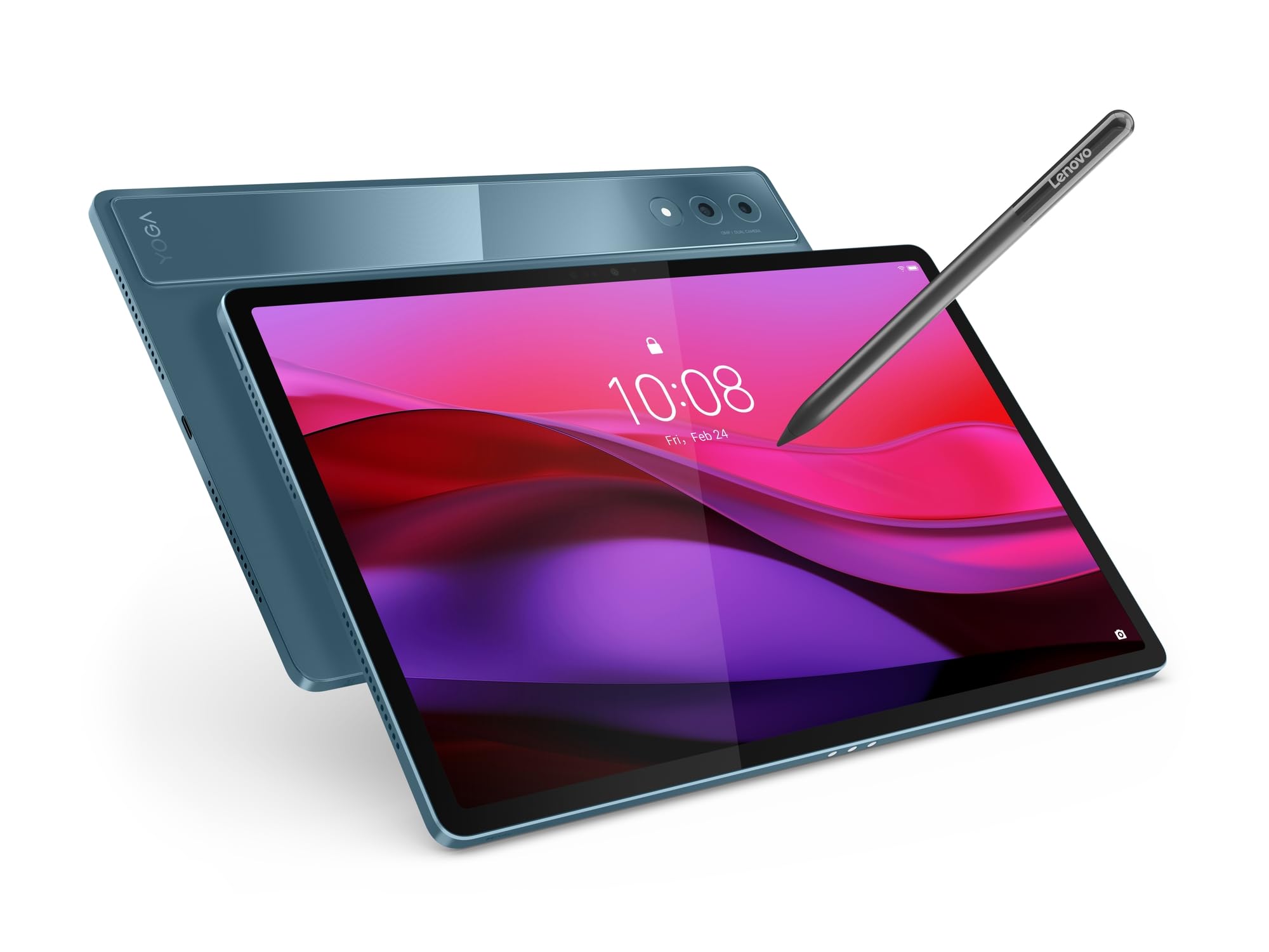 Lenovo Yoga Tab Plus, AI Tablet, Display 3K da 12.7" 144Hz, Processore Snapdragon 8 Gen 3, RAM 16GB, Memoria 256GB, WiFi 6, Tablet Android 14, Tab Pen Pro e Tastiera incluse - Tidal Teal
