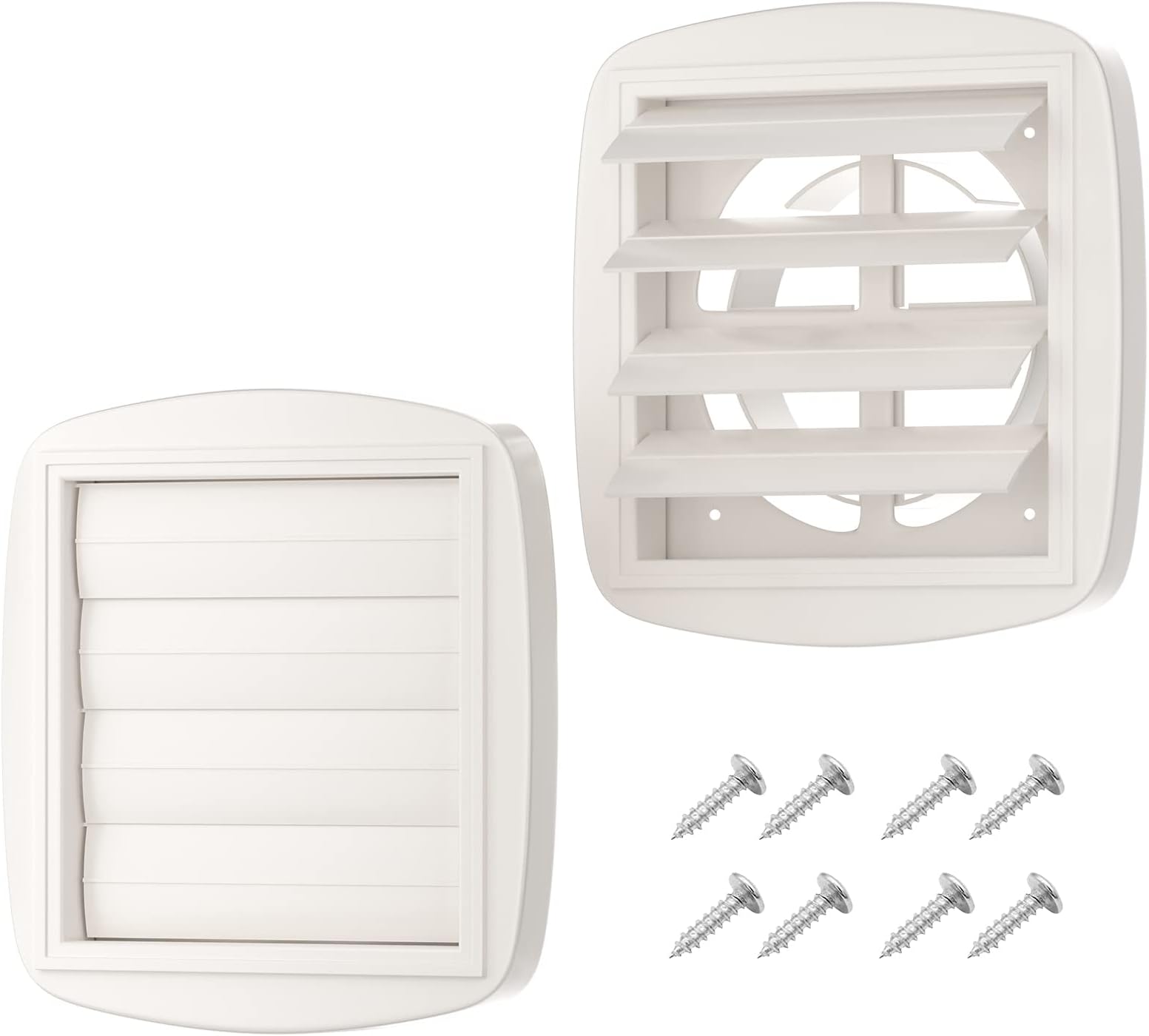 6" Plastic Louvered Vent Cover White Outdoor Dryer Vent