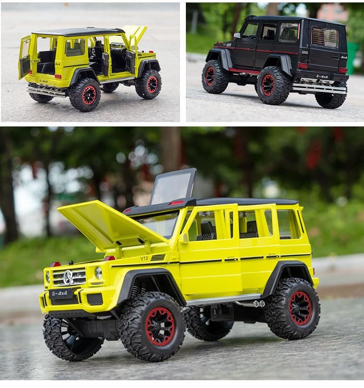 Image of 1 /24 Big Mercedes AMG G500 4X4 Toy Car Metal Pull Back Diecast Car with Openable Door and Sound Light, Gifts Toys for Kids (White)