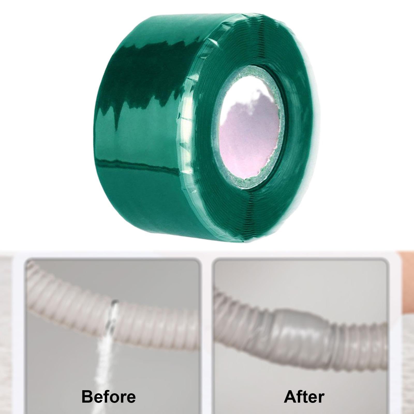 Oshhni Silicone autofondente, nastro per riparazione tubi, nastro per tubi in gomma resistente e a tenuta stagna, tubo per acqua, Verde