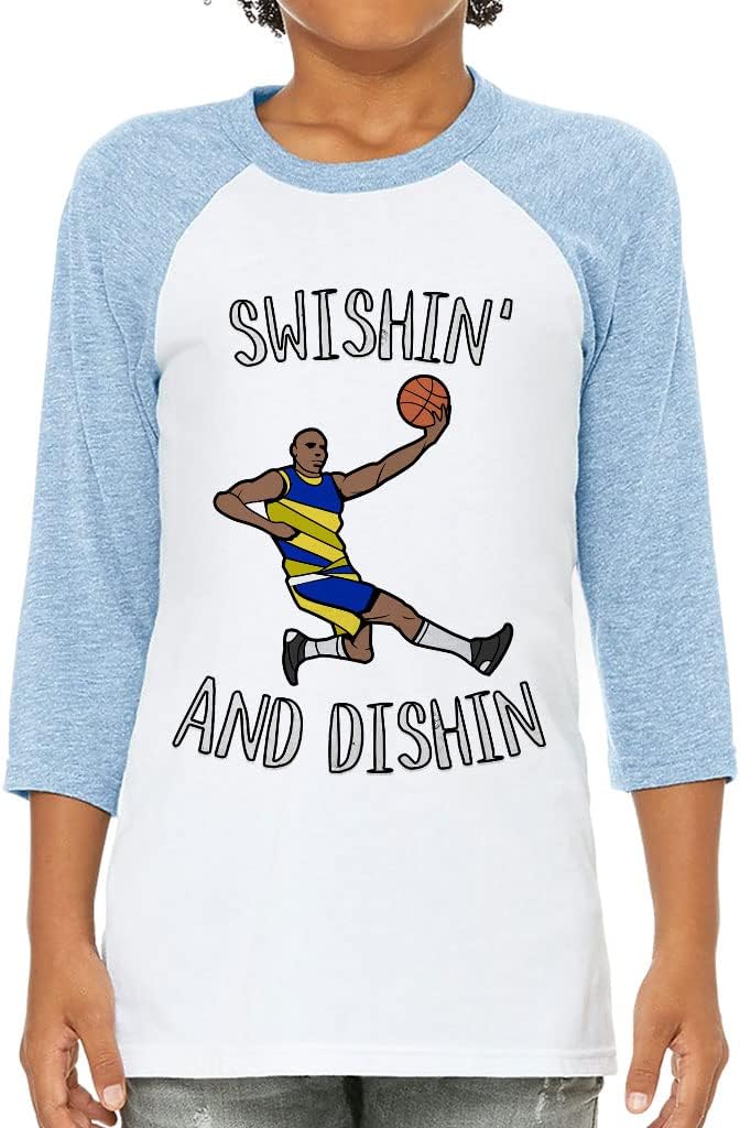 Basketball Player Kids' Baseball T-Shirt - Graphic 3/4 Sleeve T-Shirt - Cartoon Baseball Tee
