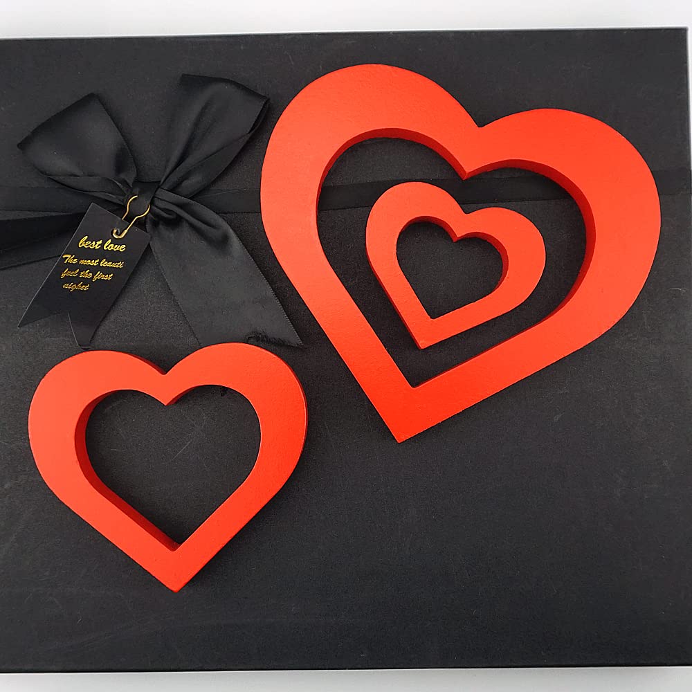 Centrotavola A Forma Di Cuore In Legno Rosso, 3 Pezzi, Decorazione Romantica Per San Valentino E Caminetto