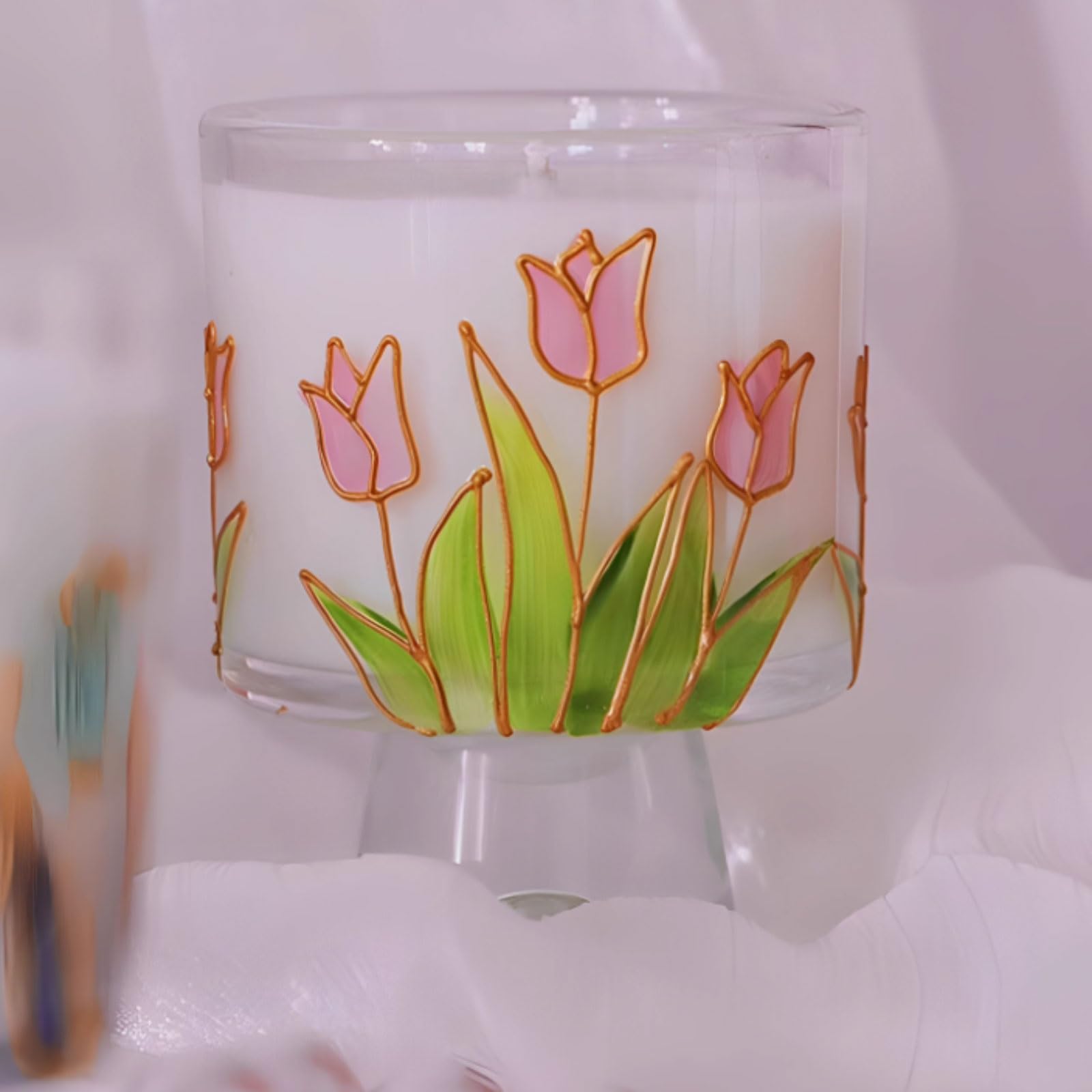 Velas de vidrio hechas con cera de soja y aceites esenciales, vela de aromaterapia reutilizable, combustión limpia for dormitorio, oficina y fiesta(Rot)