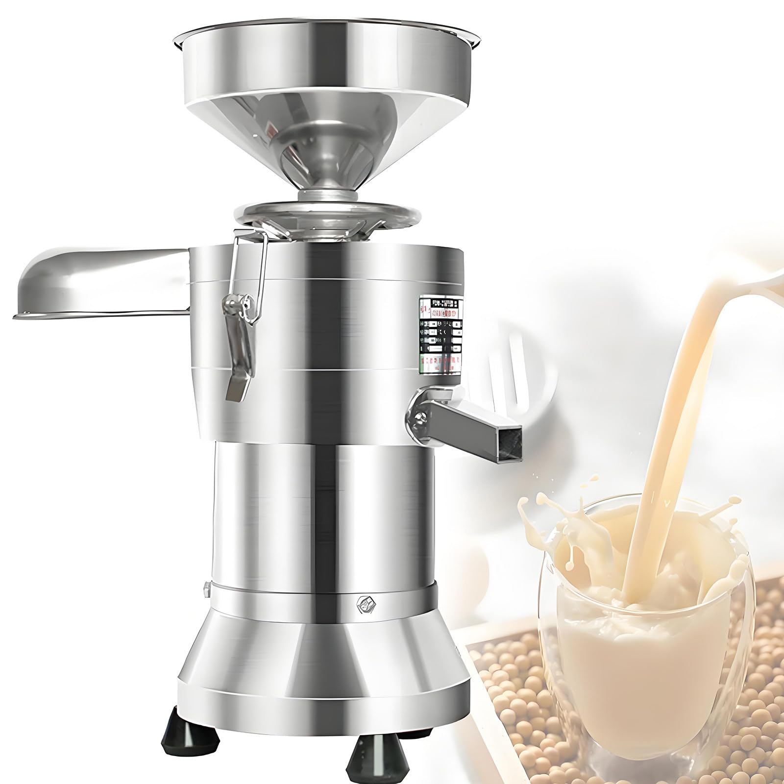 Drmoxin Soymilk Making Machine, 1100W Automatic Stainless Steel Soybean Milk Machine with Slag Separation,25kg/H,for Restaurants, Canteens,Soymilk,Tofu