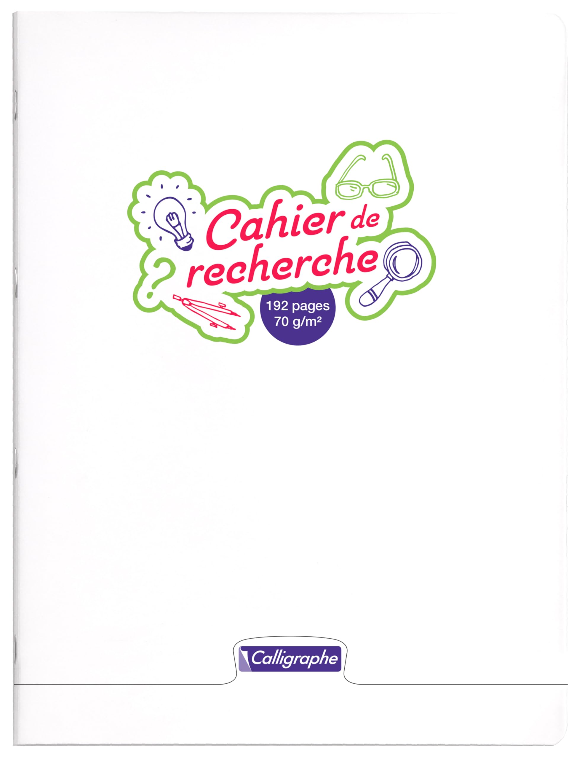 Calligraphe 18797C InColoure Stapled Research Notebook (Clairefontaine Brand) - 24x32 cm - 192 Plain White Pages - 70 g White Paper - Transparent Polypro Cover