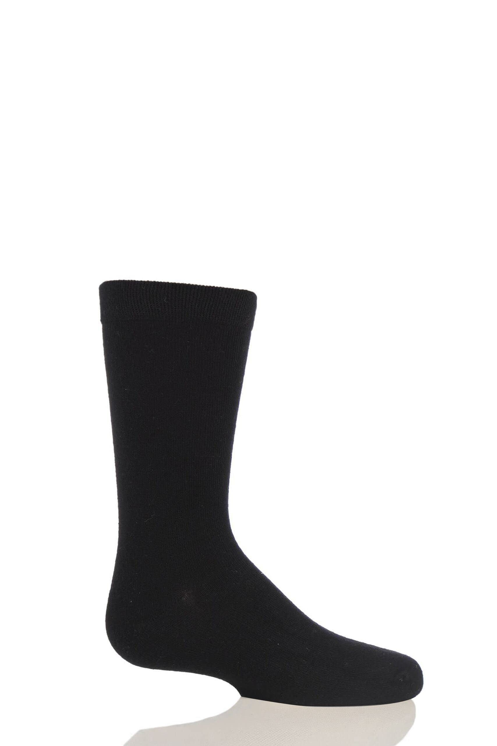 SockShop Kids’ Bamboo Socks with Comfort Cuff and Hand Linked Toes, Plain Bright Solid Striped Colours, Soft and Breathable, 1 Pair Pack - Black 12.5-3.5 Kids