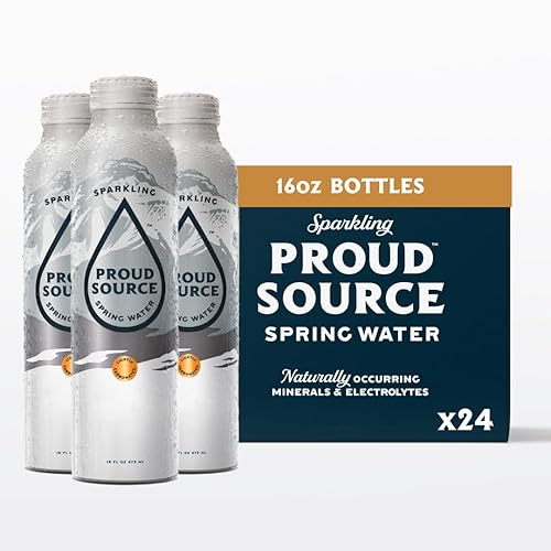 Proud Source - Agua de manantial con gas, minerales naturales + burbujas ligeras, aluminio infinitamente reciclable, sin BPA (botellas de 16 onzas,