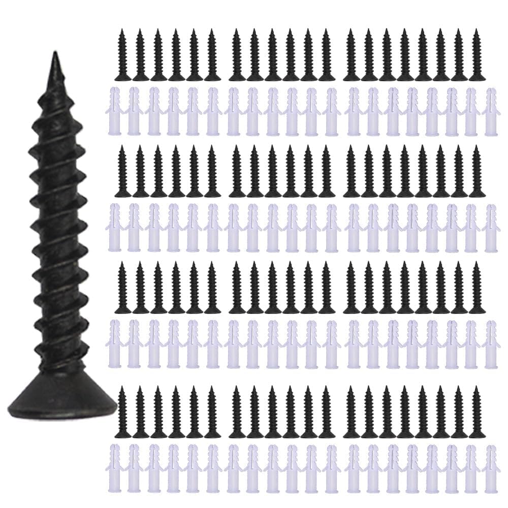 Nylon Wall Plug & Screw Set 25mm (1 Inch) | Heavy Duty Plastic Sleeve Anchors with Screws for Wood, Brick, Concrete & Drywall | DIY & Home Fixing (200 Pcs)