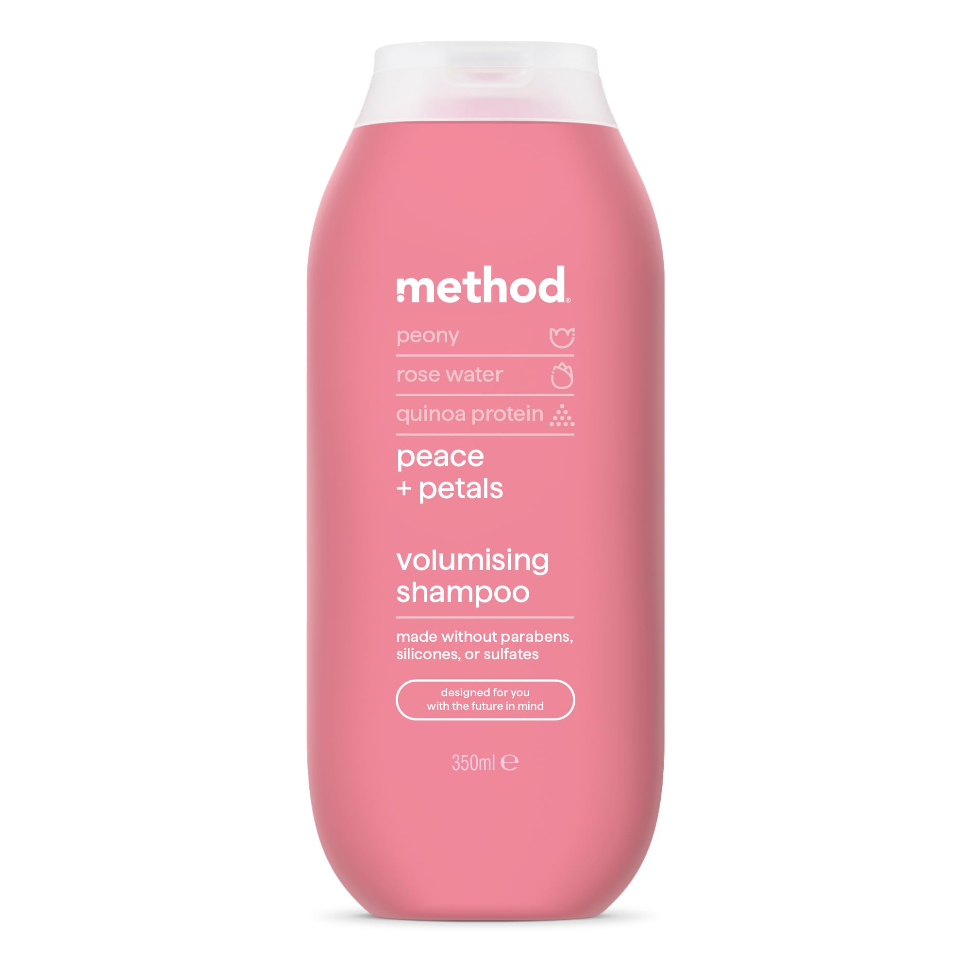 Method Volumising Shampoo, Peace and Petals, Peony, Rose Water & Quinoa Protein Scent, Sulphate-Free, 350ml