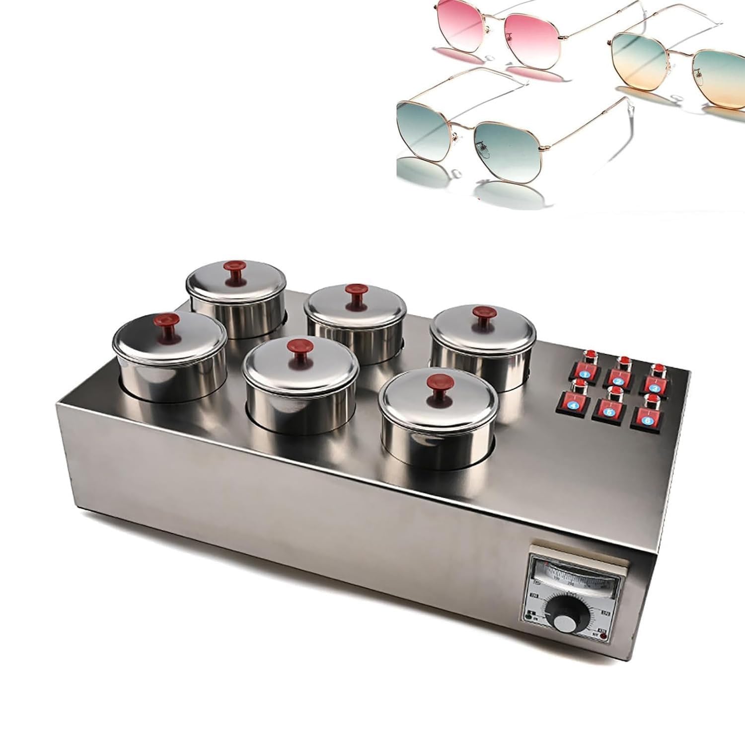 LjlXanthiper Lens Tinting Machine,Stainless Steel Tinting Equipment,Uniform Dyeing,Adjustable Temperature,Fast Heat Conduction,Independent Switch,For Optical Shops,Vision Care Centers 6cups