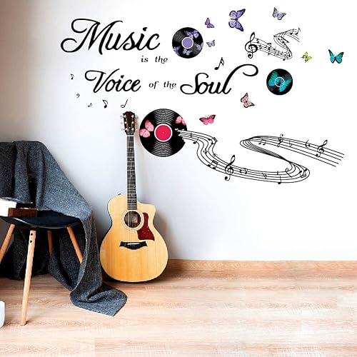 Miniatura 3 de SUPERDANT Calcomanías de pared con música "Music is the Voice of the Soul", partitura musical, calcomanía de pared, citas, refranes, símbolos