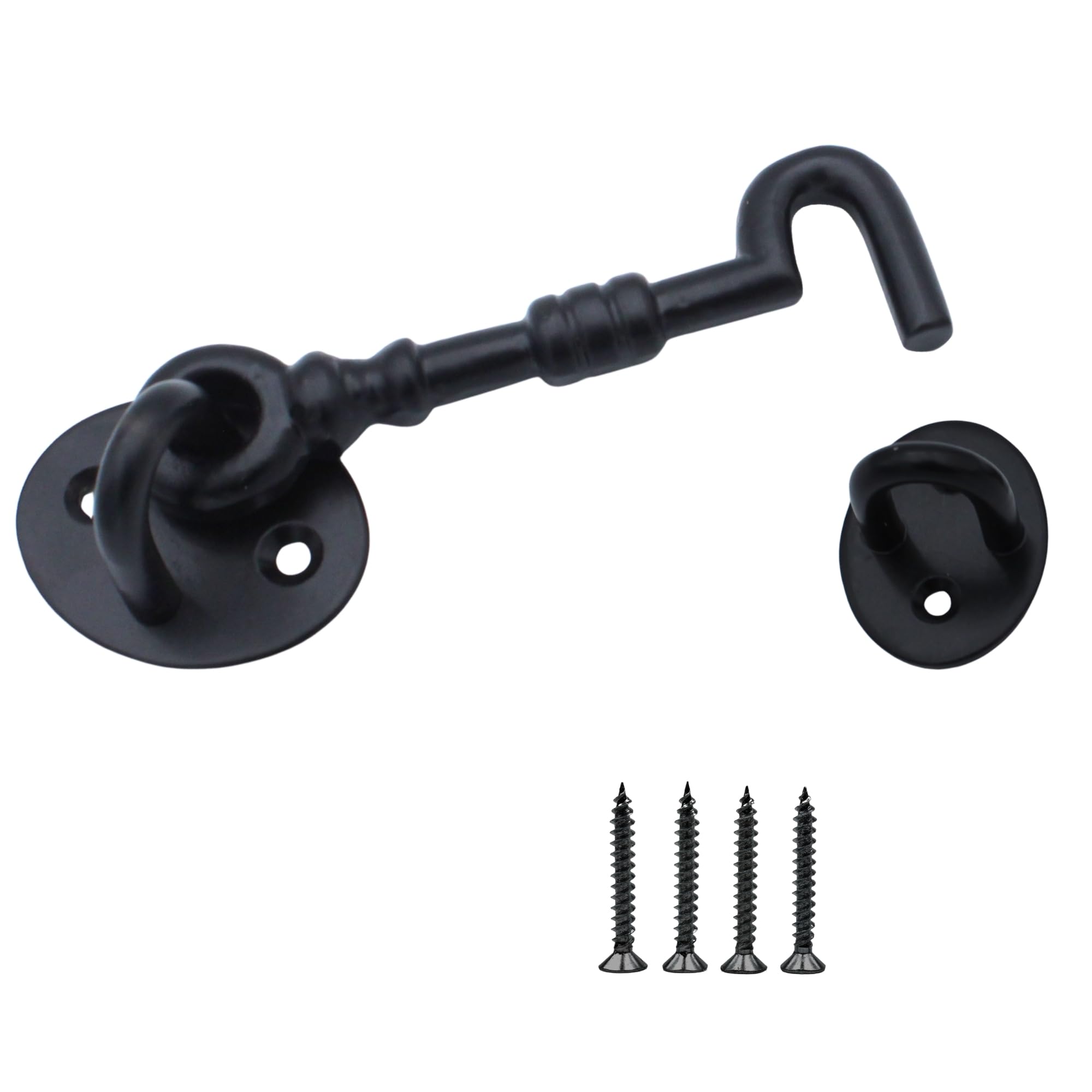 Keypak Decorative Cabin Hook Latch, 100mm, Antique Black Finish, for Gates, Doors and Sheds, Durable, Easy Installation