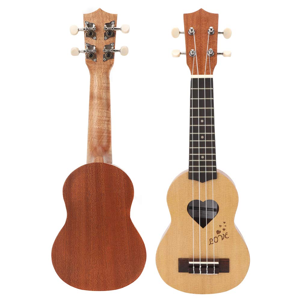 Ukulele da 2 Pezzi per Coppie, 1 Paio di Ukulele da 17 Pollici con Parte Superiore in Abete e Piastra Posteriore in Sapele con Custodia per il Trasporto per Amanti Adulti Bambini